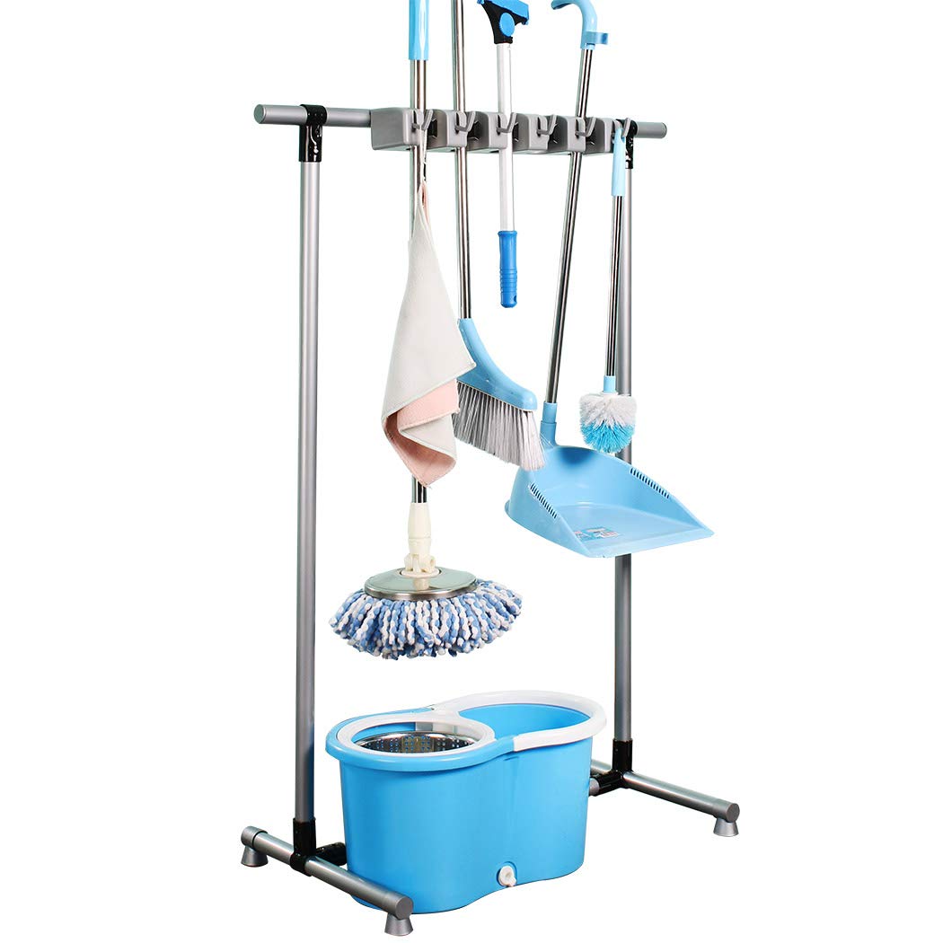 broom and mop holder put wet mops movable Commercial mop rack cleaning tool cart storage for garden garage organizer mop drain rack