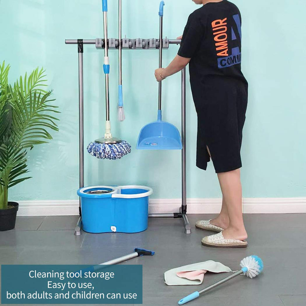 broom and mop holder put wet mops movable Commercial mop rack cleaning tool cart storage for garden garage organizer mop drain rack