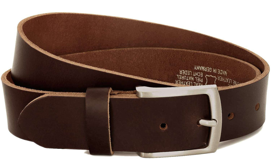Fa.Volmer ® Gürtel Herren Ledergürtel aus Büffelleder für Männer Jeans Echtleder Braun 38mm breit kürzbar #Br007-02