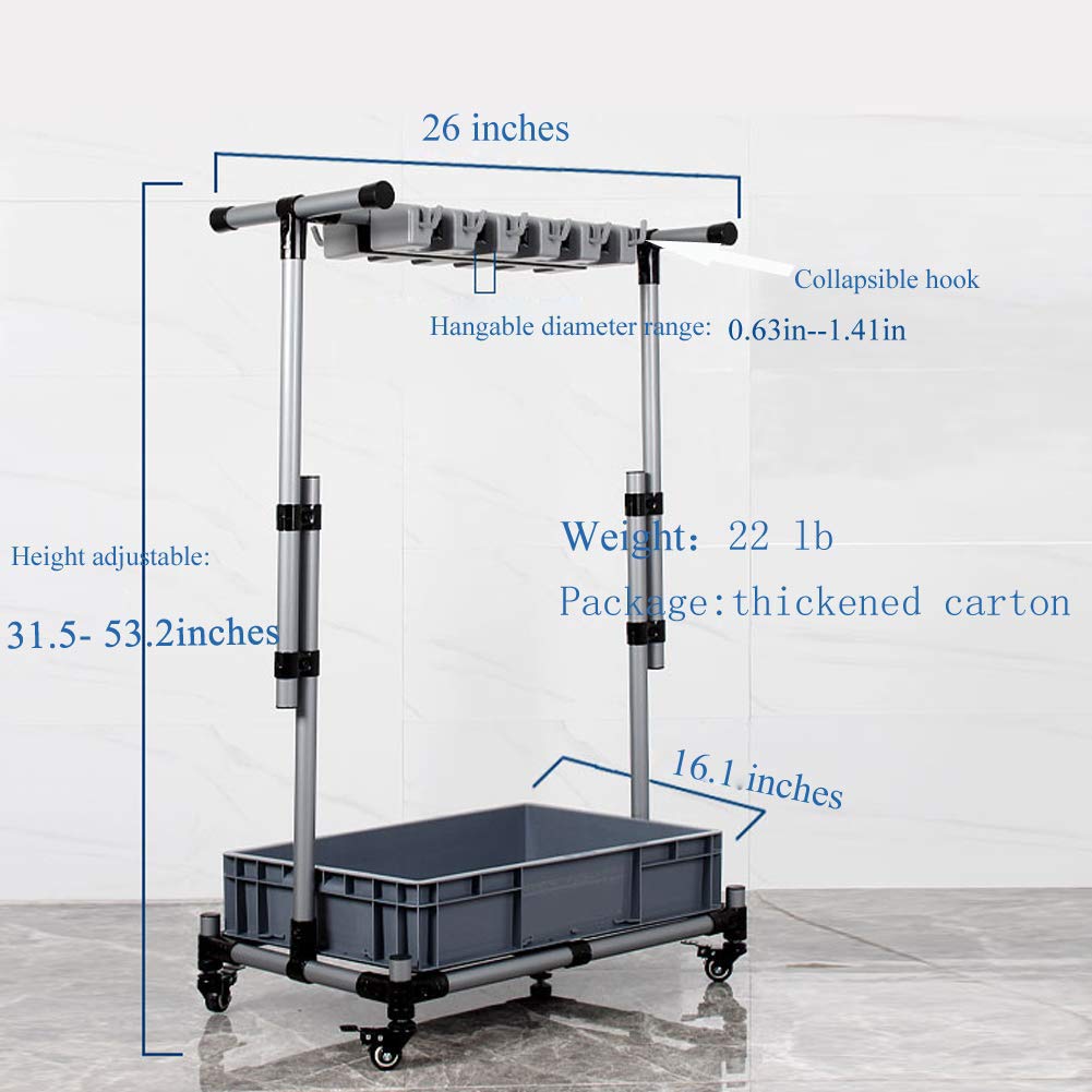broom and mop holder put wet mops movable Commercial mop rack cleaning tool cart storage for garden garage organizer mop drain rack