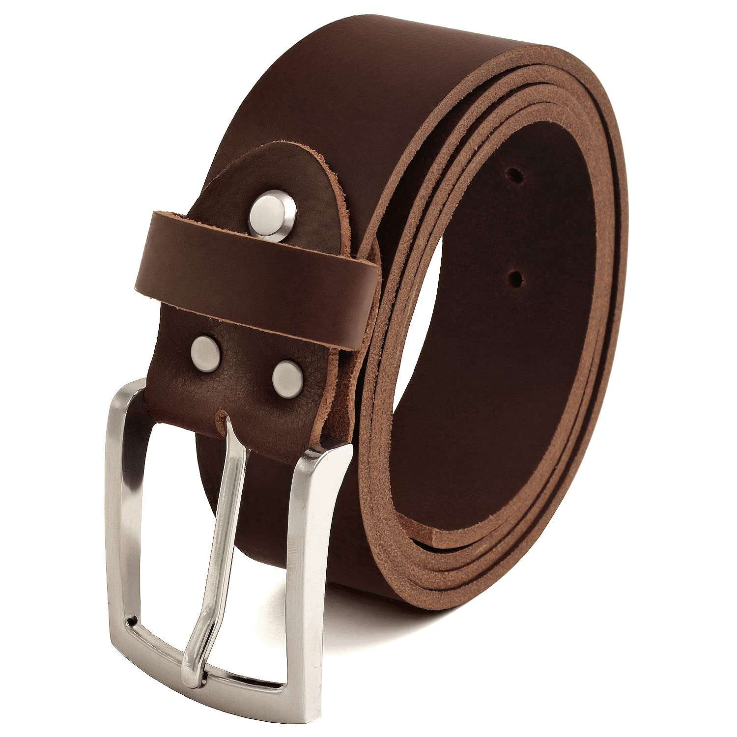 Fa.Volmer ® Gürtel Herren Ledergürtel aus Büffelleder für Männer Jeans Echtleder Braun 38mm breit kürzbar #Br007-02